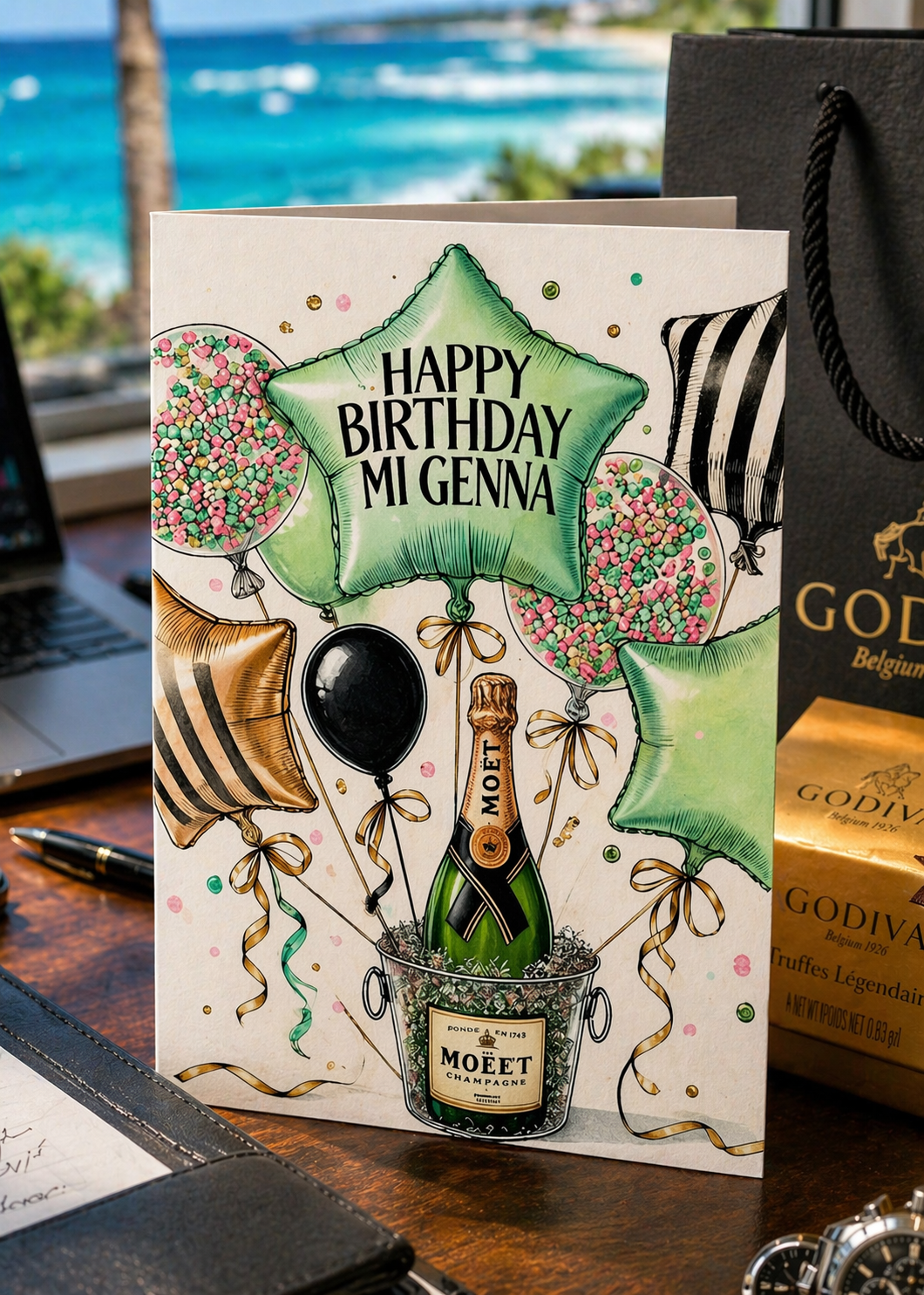 Mi Genna, Birthday card